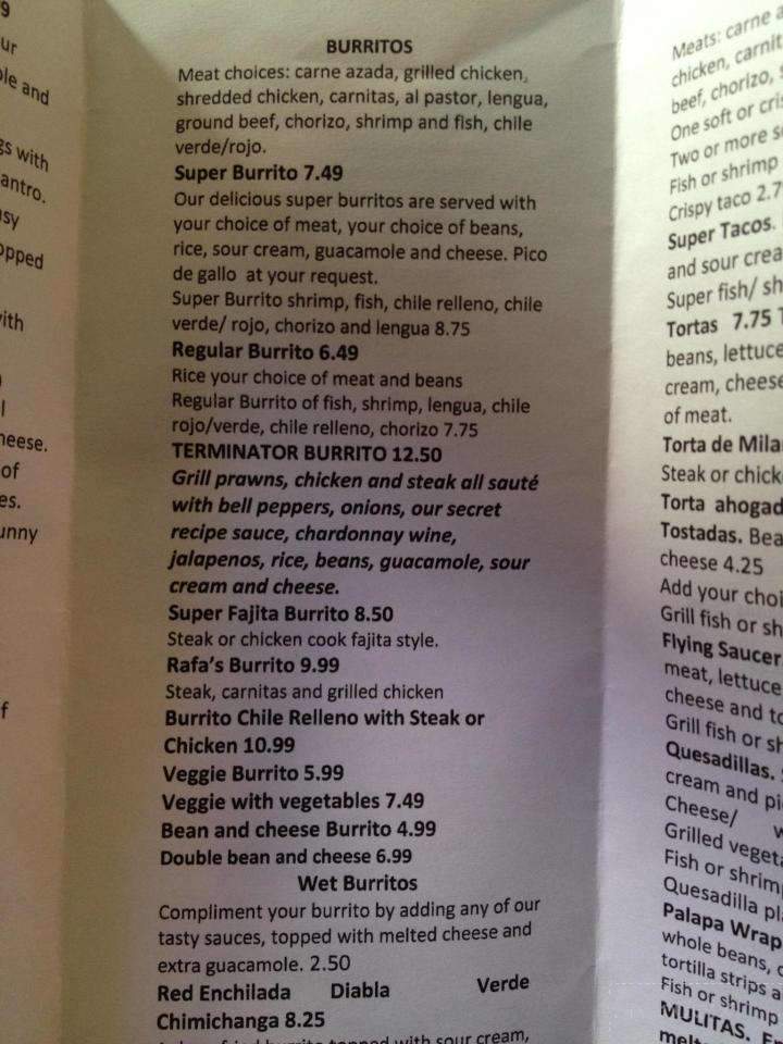 La Palapa - Santa Rosa, CA menu_pic