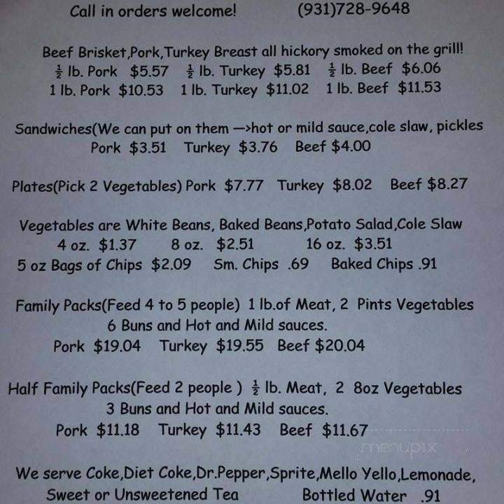 Porky's Pit BBQ - Manchester, TN menu_pic
