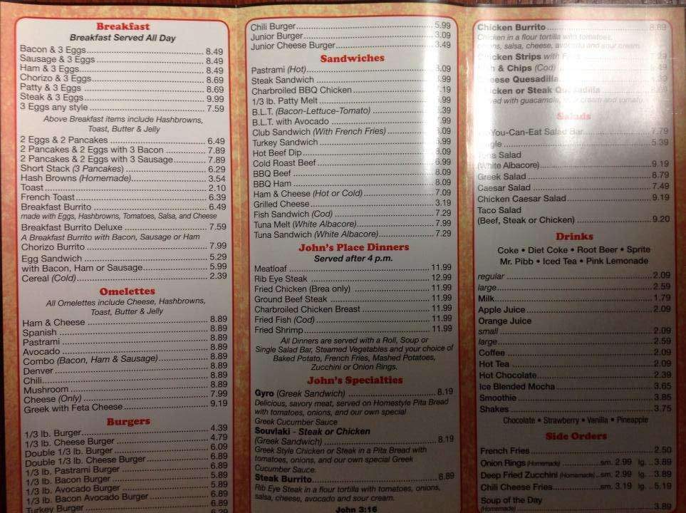 John's Place - Tustin, CA menu_pic