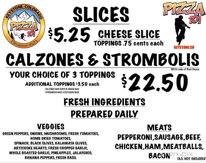 Pizza 101 - Keystone, CO menu_pic