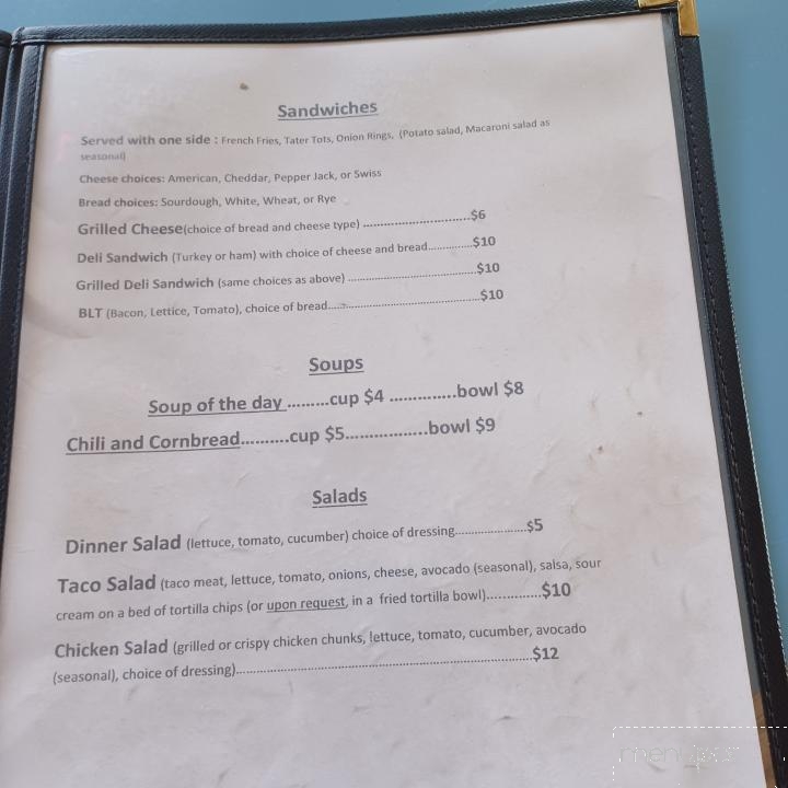 Bridge Creek Cafe - Mitchell, OR menu_pic