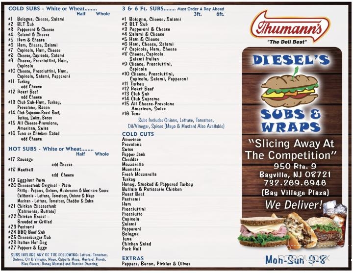 Diesel's Subs & Wraps - Bayville, NJ menu_pic
