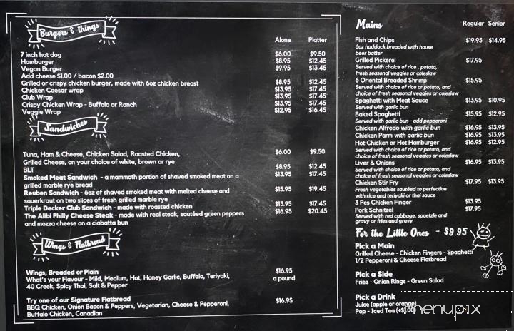 The Alibi - Iroquois, ON menu_pic