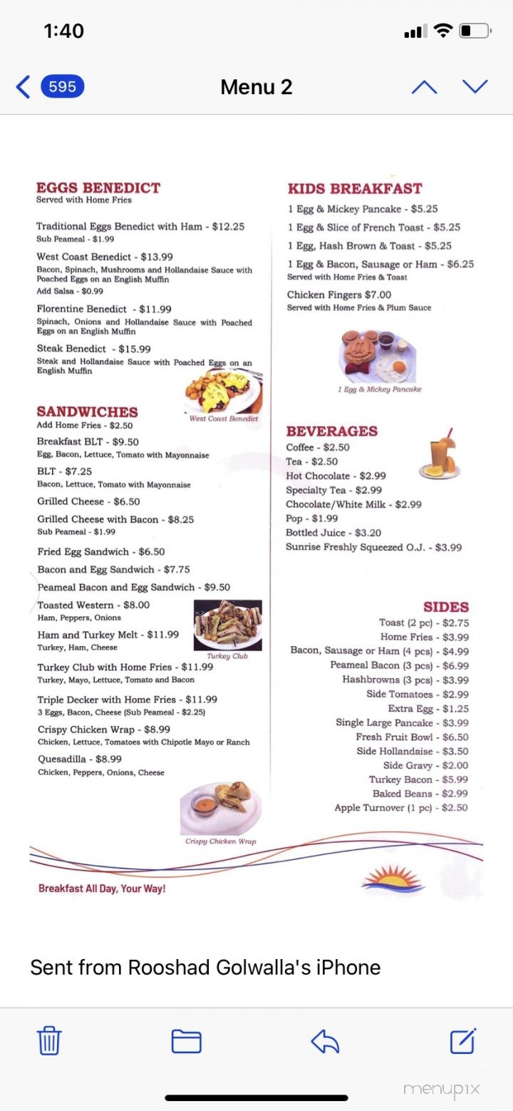 Sunrise Grill - Milton, ON menu_pic