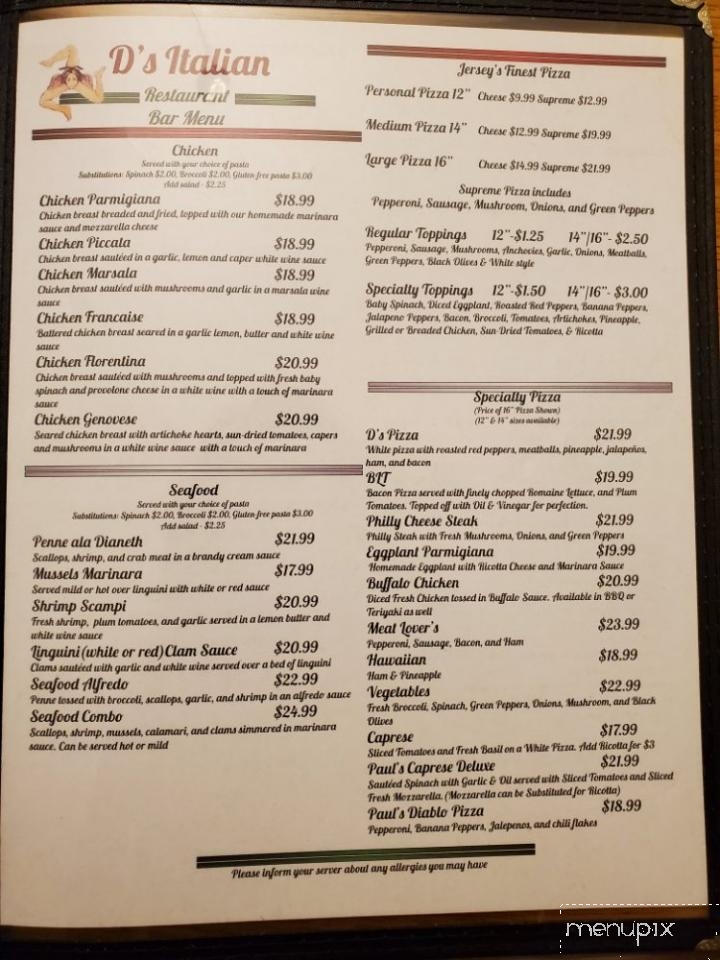 D's Italian Restaurant - Bolivia, NC menu_pic
