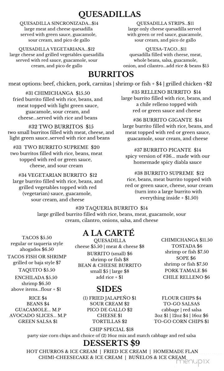 Cocina Michoacana 2 - Sonora, CA menu_pic
