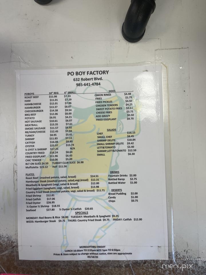 Po-Boy Factory - Slidell, LA menu_pic