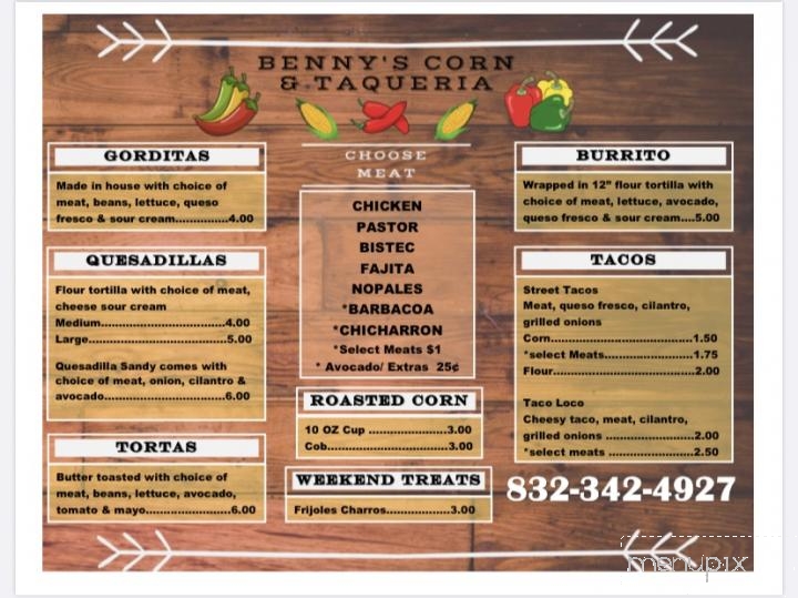 Benny's Corn Taqueria - Tomball, TX menu_pic