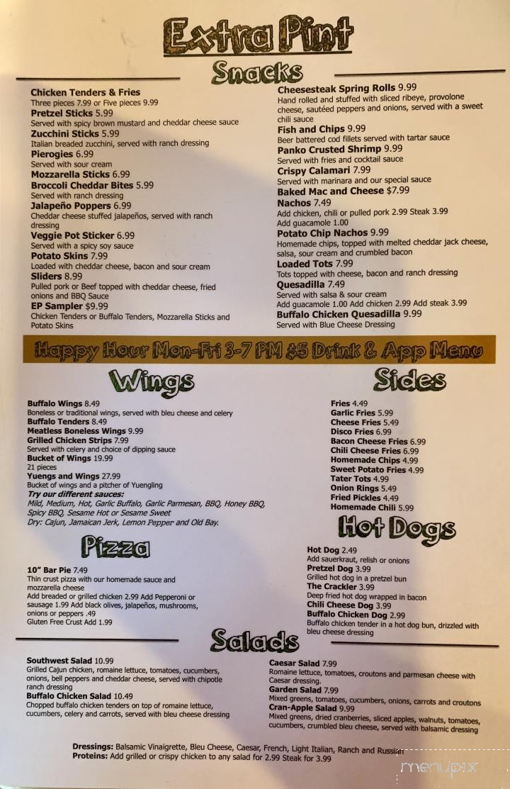 The Extra Pint Bar & Grill - Manville, NJ menu_pic