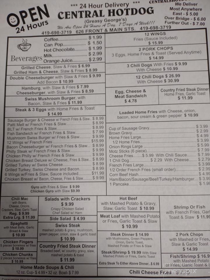 Central Hot Dog - Toledo, OH menu_pic