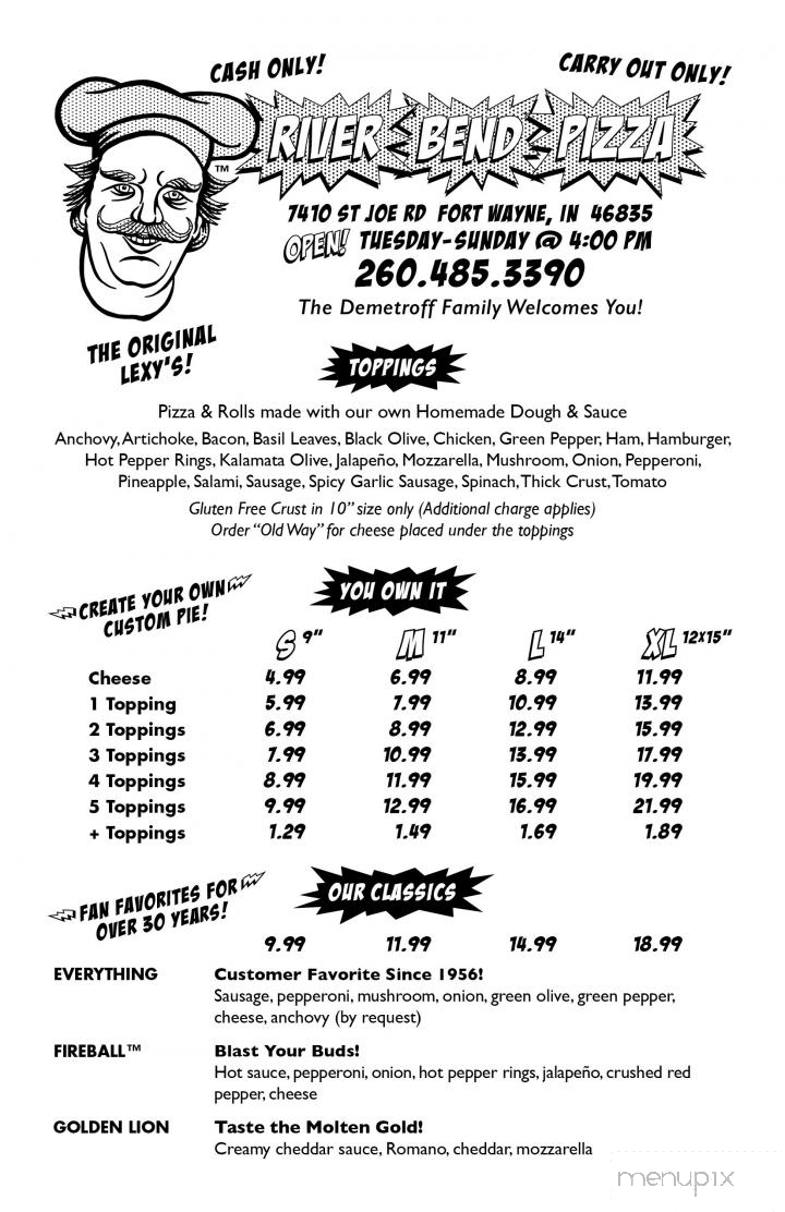 River Bend Pizza - Fort Wayne, IN menu_pic