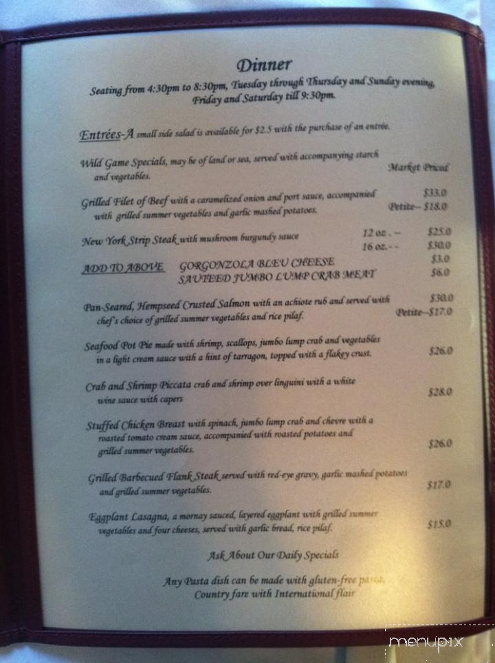 Francis Kaufman House - Green Lane, PA menu_pic