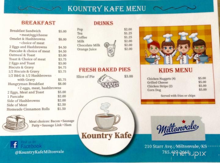 Kountry Kafe - Miltonvale, KS menu_pic