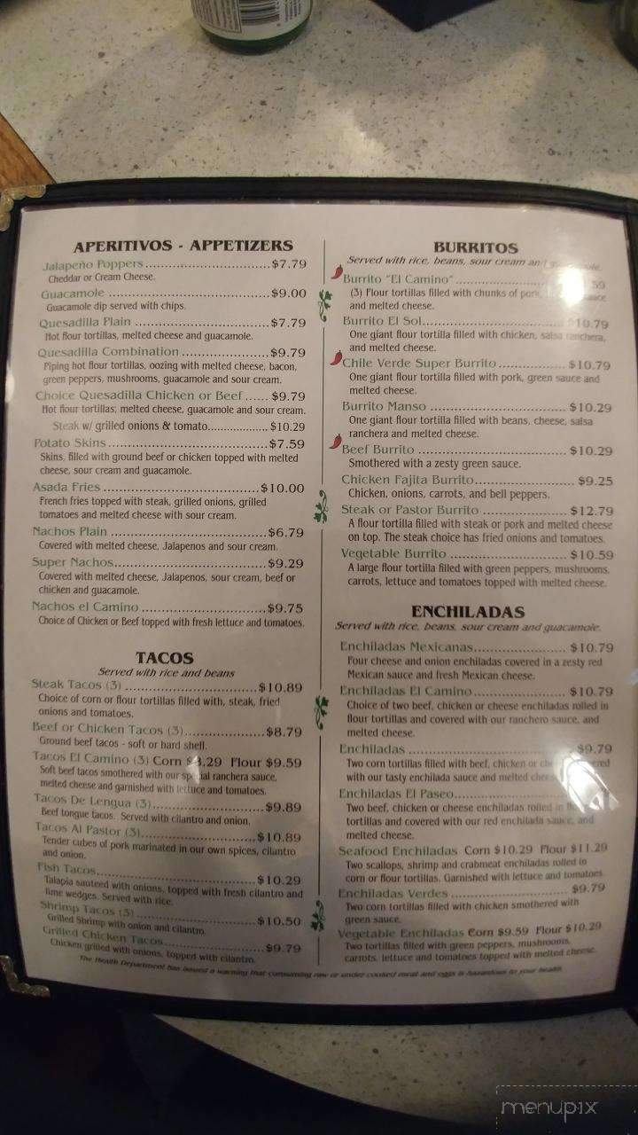 El Camino Mexican Restaurant - Kiel, WI menu_pic