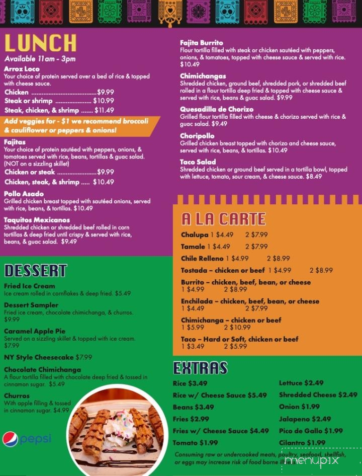 El Palenque Mexican Restaurant - Lowell, OH menu_pic