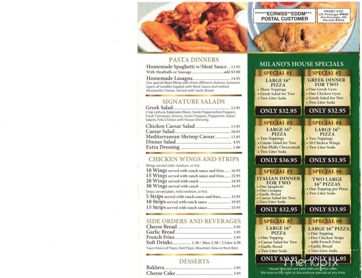 Milano's Pizza - Anchorage, AK menu_pic