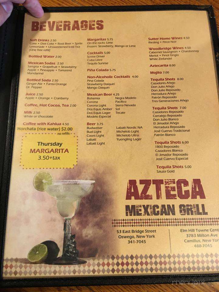 Azteca Mexican Grill - Camillus, NY menu_pic