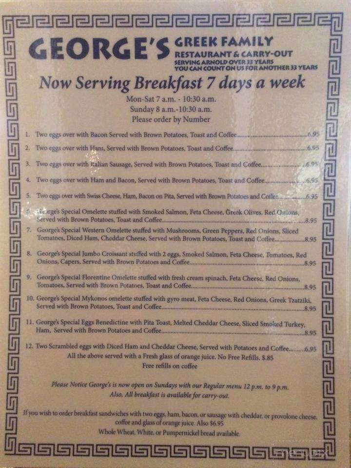 George's Restaurant & Carryout - Arnold, MD menu_pic