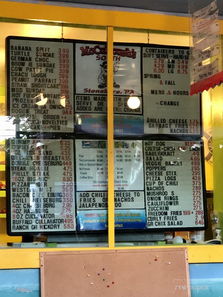 McCullough's Ice Cream - Sandy Lake, PA menu_pic