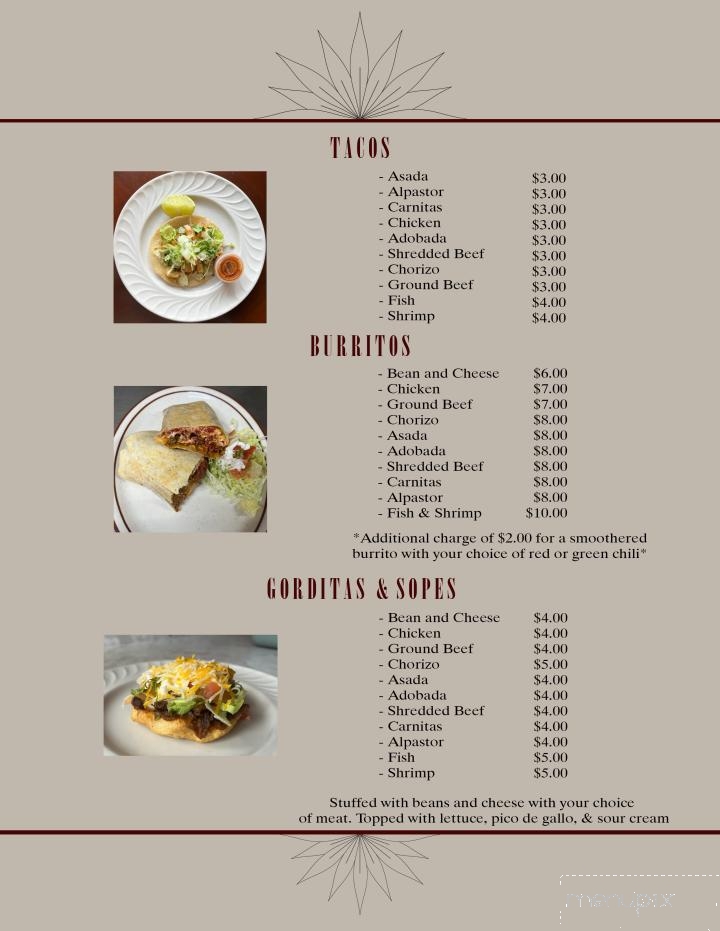 El Rinconcito Restaurant - Olathe, CO menu_pic
