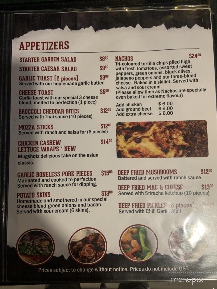 Mug Shotz Sports Bar & Grill - Calgary, AB menu_pic