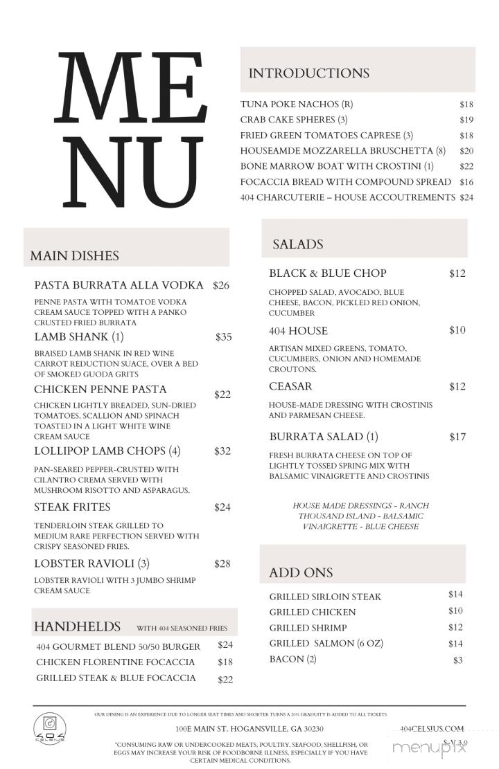 404 Celsius - Hogansville, GA menu_pic