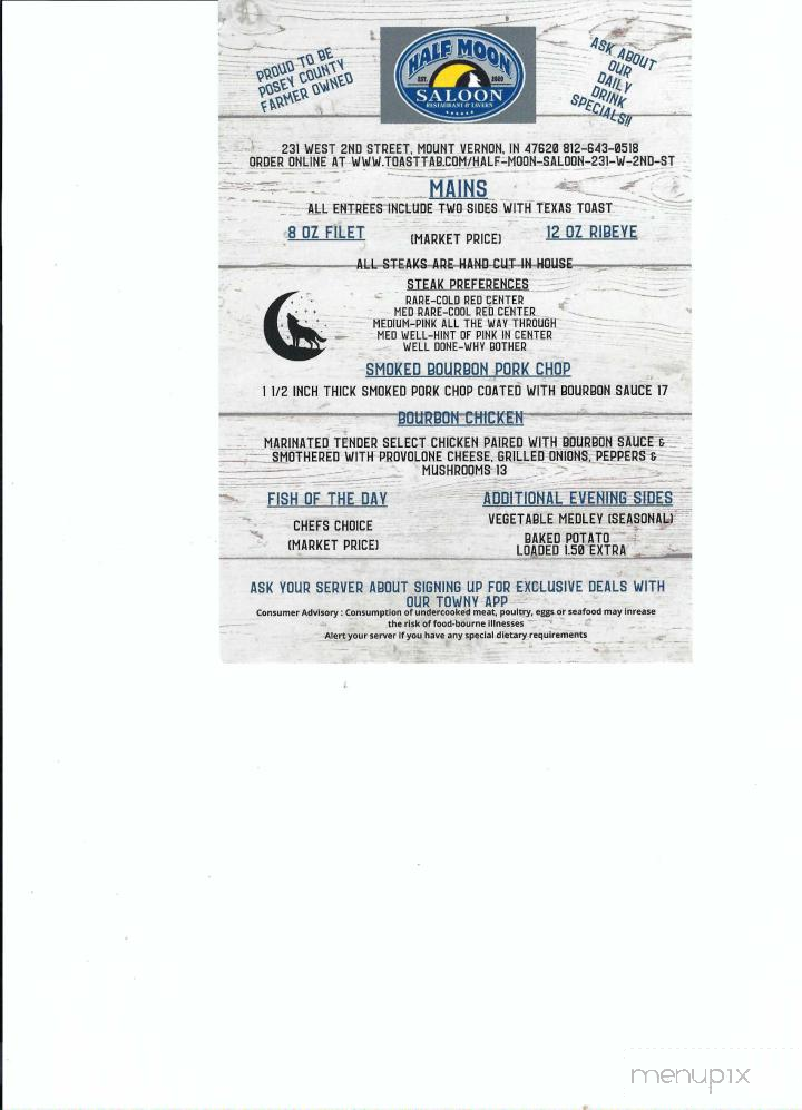 Half Moon Saloon - Mount Vernon, IN menu_pic