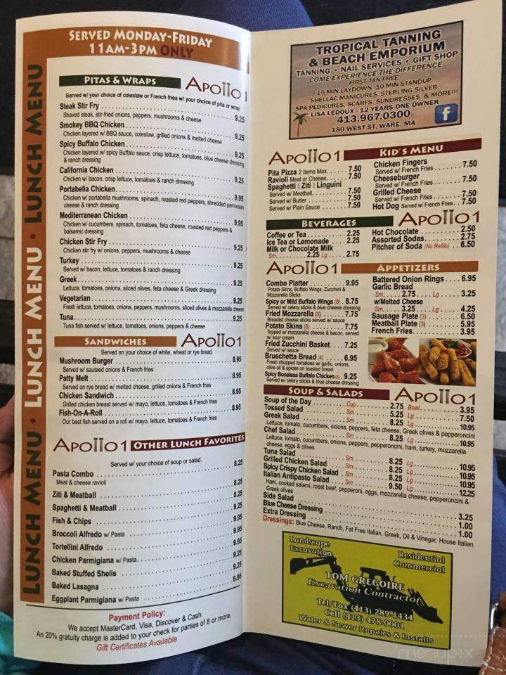 Apollo 1 Pizza - Palmer, MA menu_pic