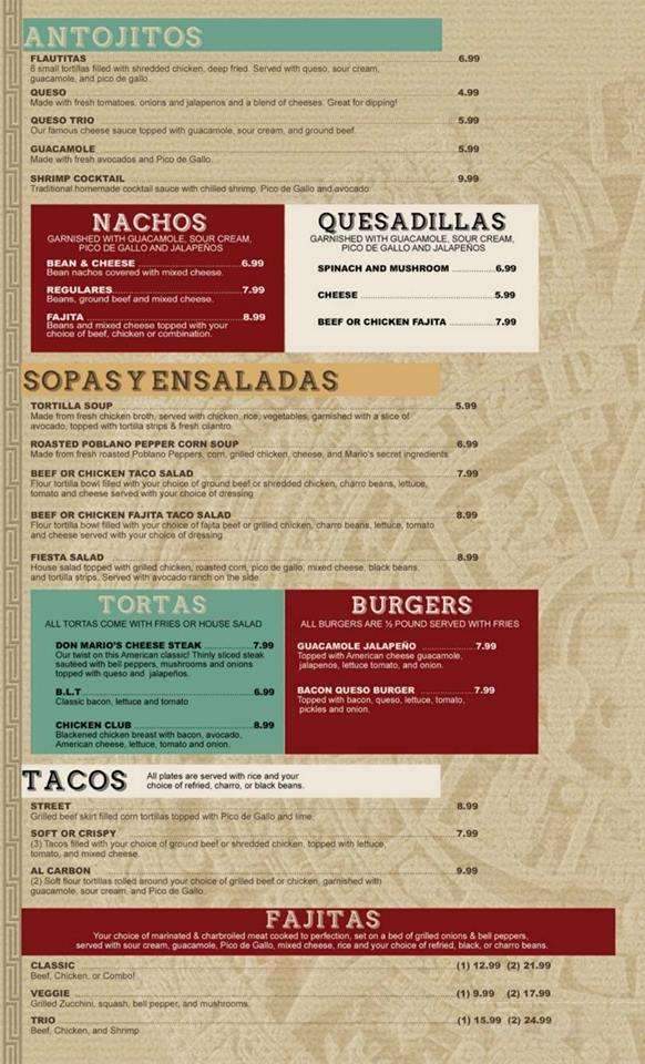 Don Mario's Mexican Cuisine - Arlington, TX menu_pic