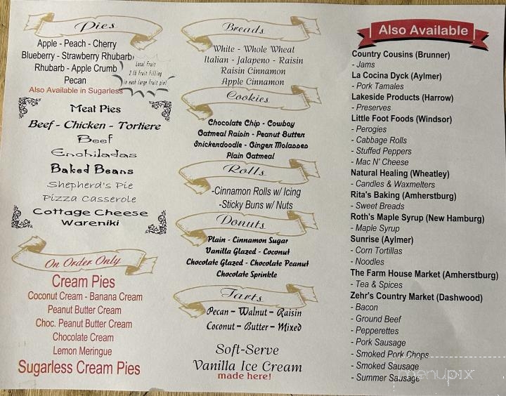 Fehr's Heritage Bakery - Kingsville, ON menu_pic