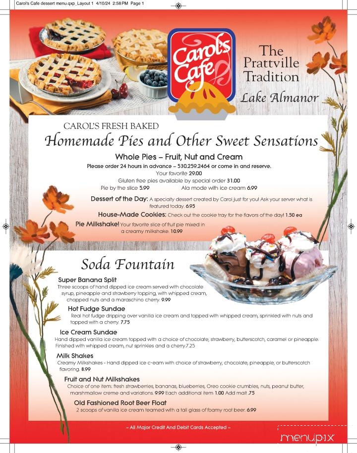 Carol's Cafe - Prattville, CA menu_pic