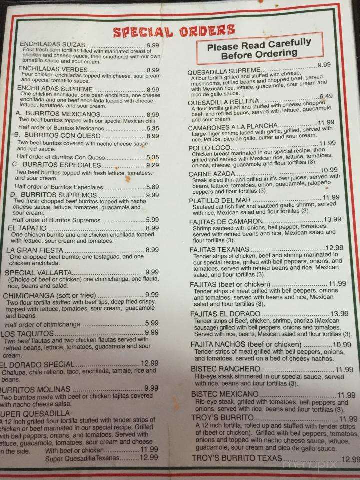 El Dorado Restaurant - Callahan, FL menu_pic