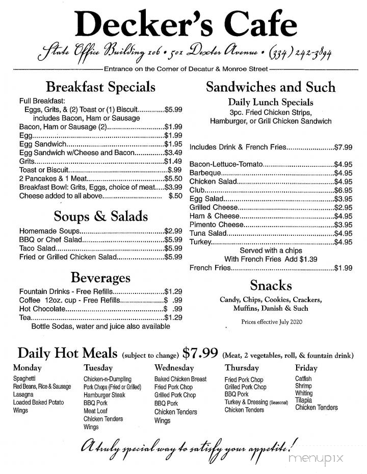 Decker's Downtown Cafe - Montgomery, AL menu_pic