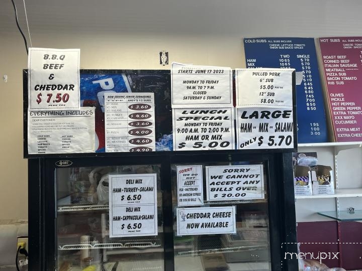 Andy's 2-4-1 Submarines - Hamilton, ON menu_pic