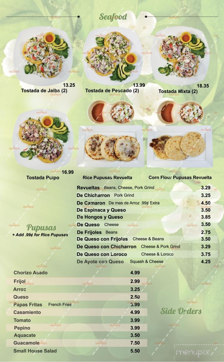 El Salsabor Restaurant Y Pupuseria - Los Angeles, CA menu_pic
