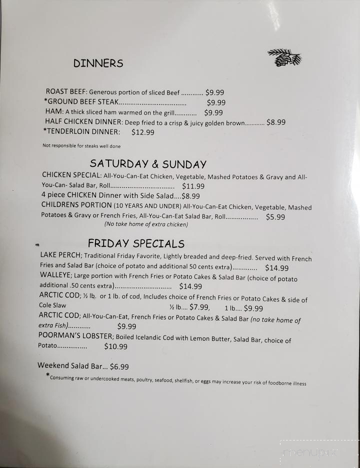 Stoney Ridge Inn - Goodman, WI menu_pic