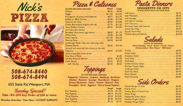 Nick's Pizza - Westport, MA