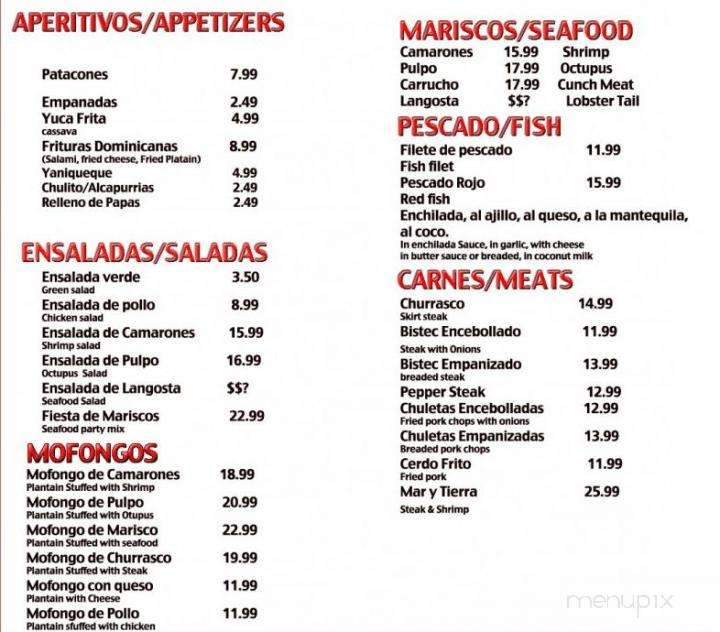 Villa Sombrero Cafe - Dorchester, MA menu_pic