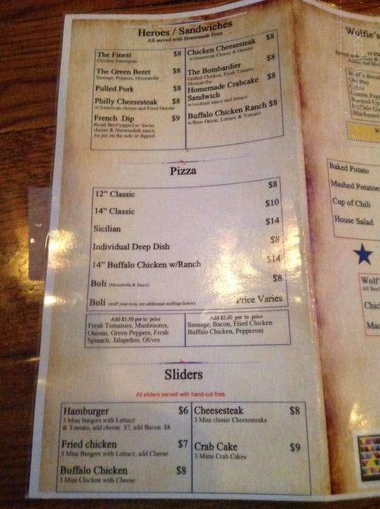 Wolfie's Bar & Grille - Smyrna, DE menu_pic