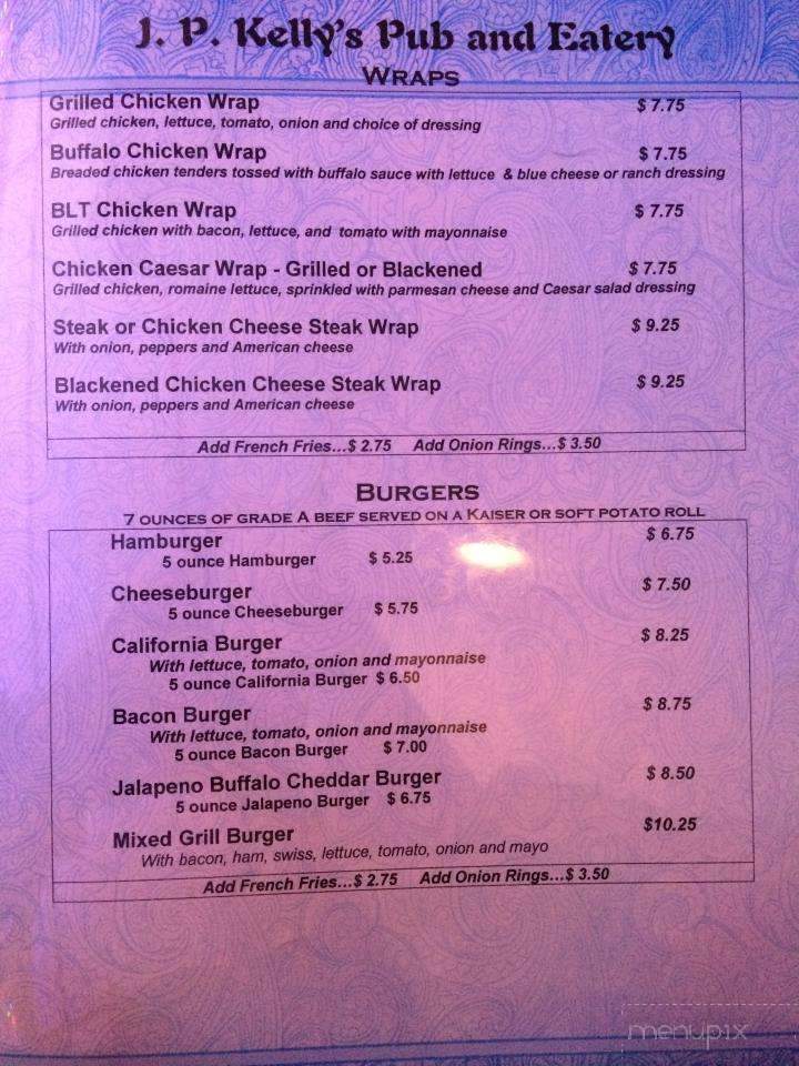 J P Kelly's - Great Meadows, NJ menu_pic