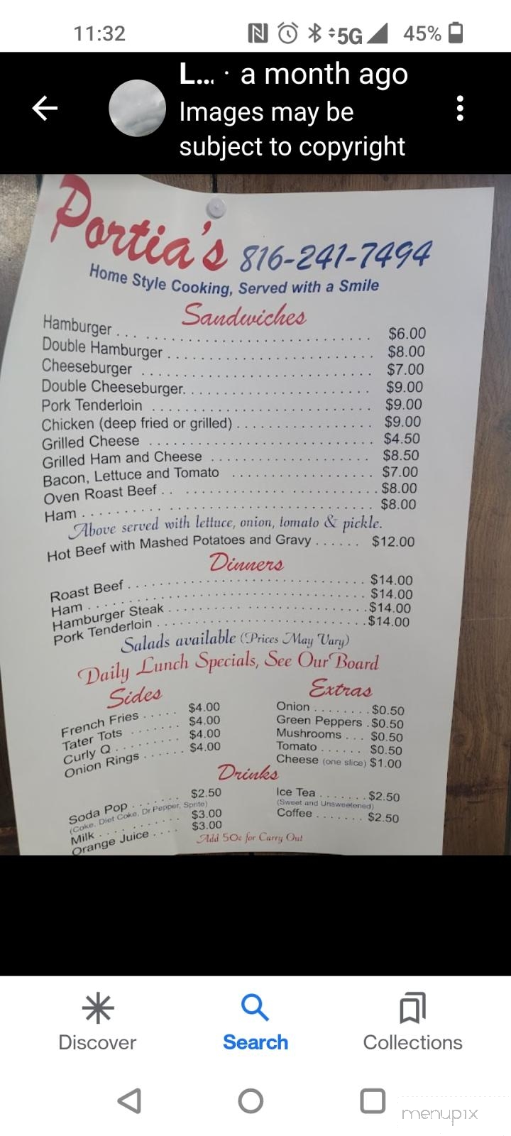 Portia's Cafe - Kansas City, MO menu_pic