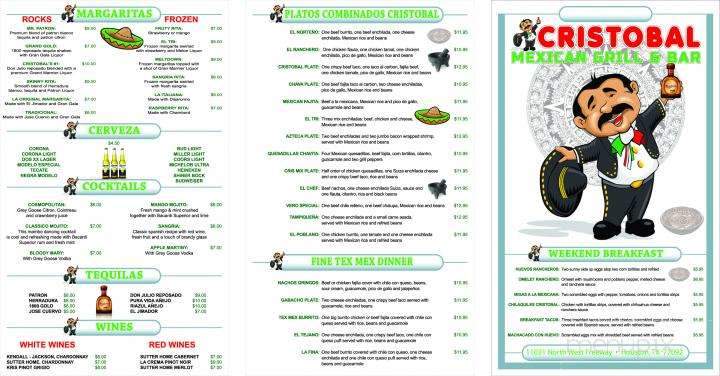 Cristobal Mexican Grill & Bar - Houston, TX menu_pic