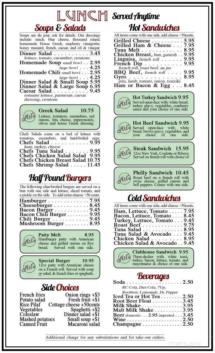 Mil's Diner - Milpitas, CA menu_pic