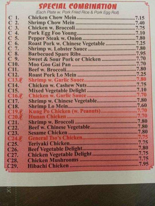 Number One Chinese Restaurant - Oneida, NY menu_pic