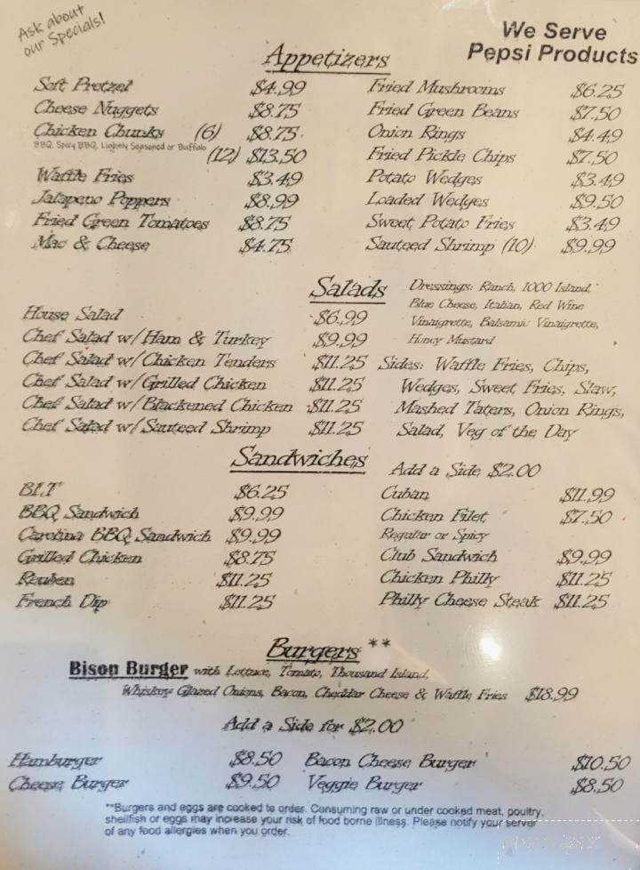 Franklin County Distilleries - Boones Mill, VA menu_pic