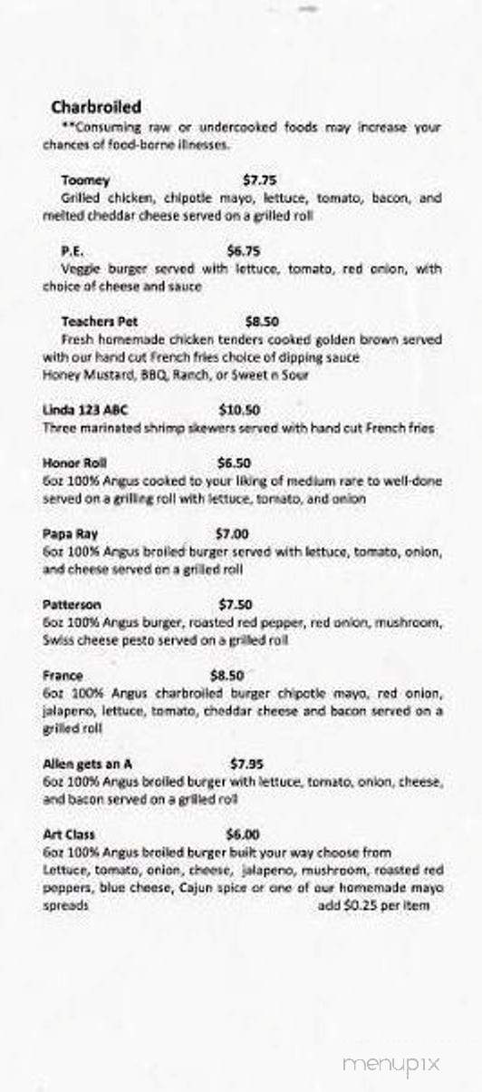 School House Cafe - Warner, NH menu_pic