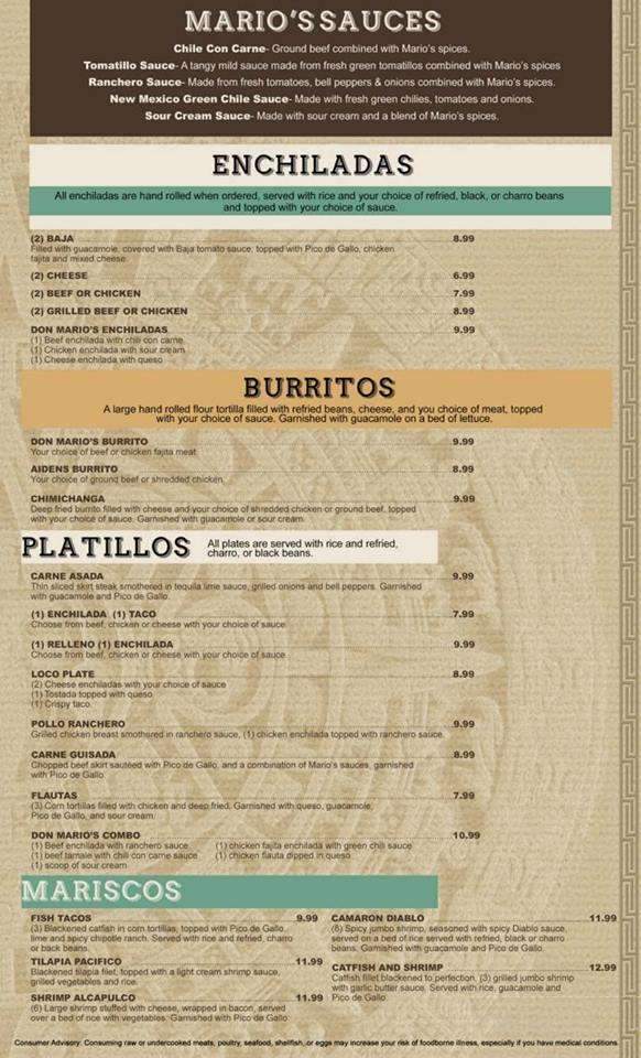 Don Mario's Mexican Cuisine - Arlington, TX menu_pic