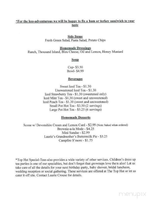 Top Hat Special-Teas - Florence, SC menu_pic