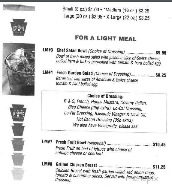 R & S Keystone Diner - Telford, PA menu_pic