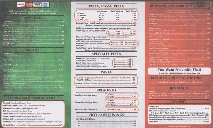 Pizza Zone - Morgantown, KY menu_pic